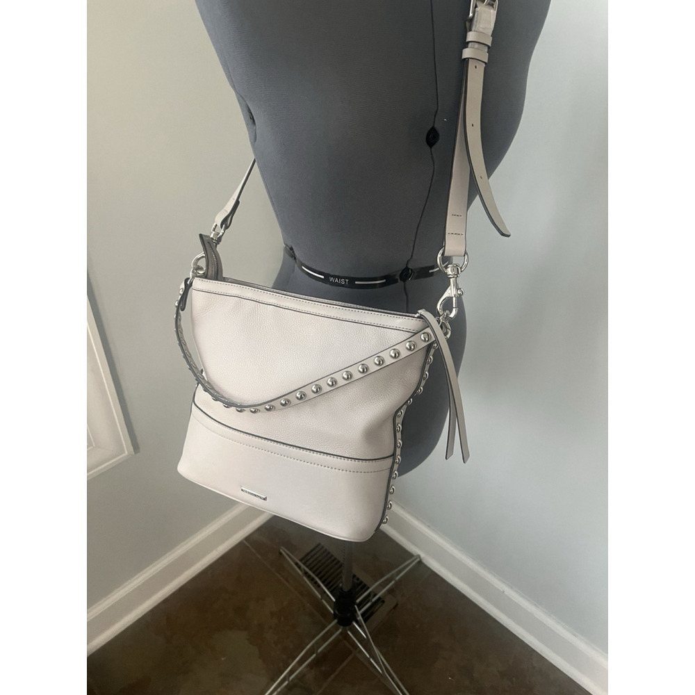 Rebecca Minkoff Cream Leather Silver Studded Crossbody Bag Purse NWOT - Picture 3 of 16